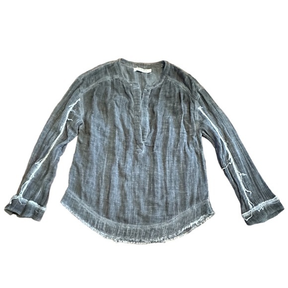 Free People Tops - We the Free People Top long sleeved distressed oversized raw edges black - small